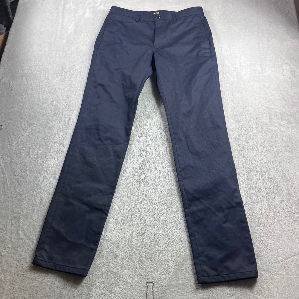 APC Mens Navy Blue Cotton Twill Chino Trousers Rue Madame Paris Size 30